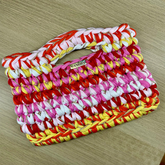Naïade orange, rose pâle, rose, blanc, jaune, rouge, avec un fil doré, taille M