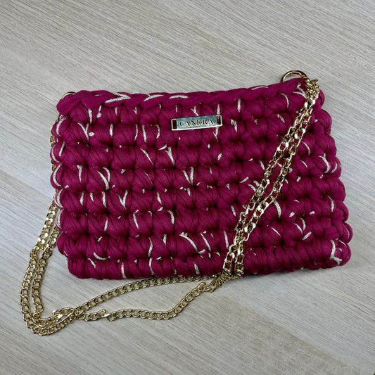 Pochette Scarlett bordeaux et fil doré, Taille S