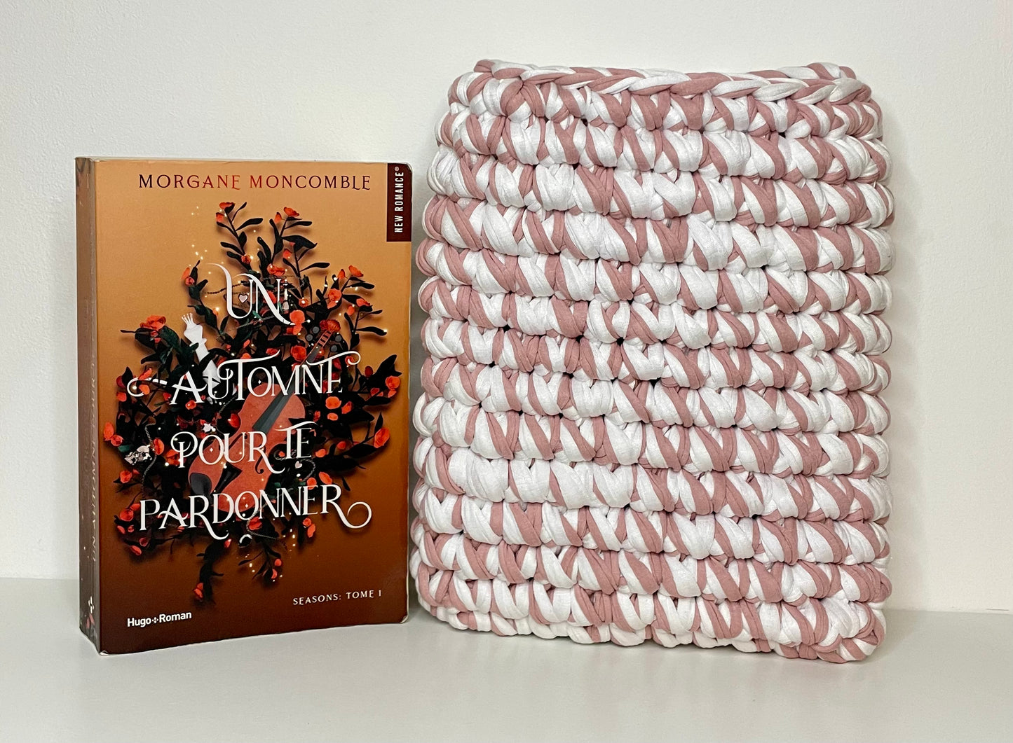 Pochette de livre broché - tablette Rose et Blanc